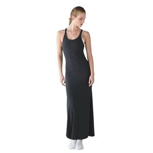 Lululemon Refresh Maxi Dress Charcoal Heather Ribbed Knit 8